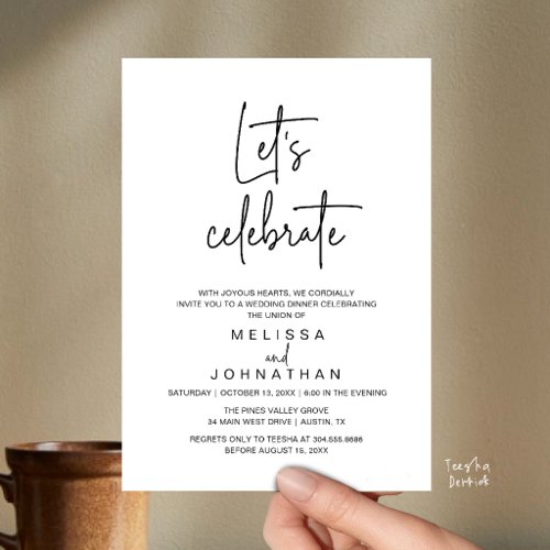 Let's Celebrate, Wedding Elopement Reception Invitation