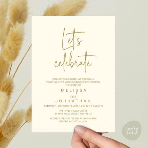Let's Celebrate, Wedding Elopement Reception Invitation