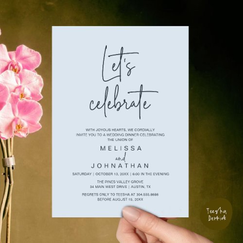 Let's Celebrate, Wedding Elopement Reception Invitation