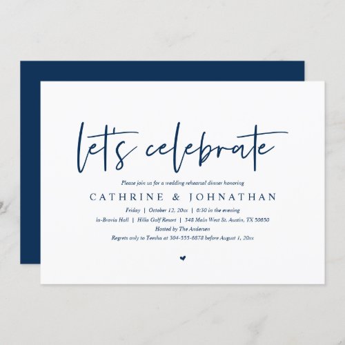 Lets Celebrate Wedding Rehearsal Dinner Party In Invitation