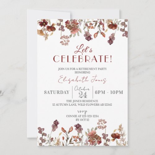 Lets Celebrate Wildflowers Retirement Party Invitation