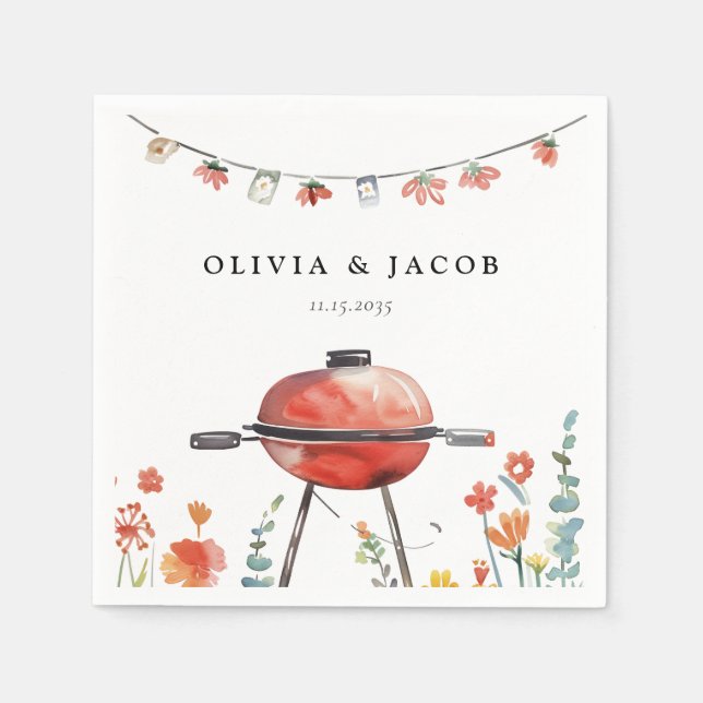 Let's Celebrate with BBQ Couples Shower Napkins (Front)