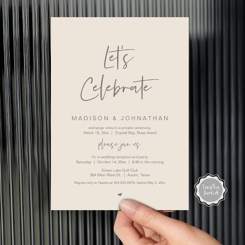 Lets celebrate with us Wedding Elopement Party Invitation