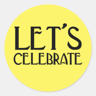 Let's Celebrate Yellow Art Deco Birthday Classic Round Sticker