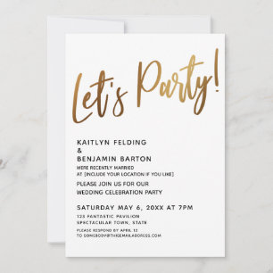 Let's Celebration Gold Handwriting Reception Invitation