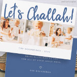 Let's Challah Modern Simple Three Photo Holiday<br><div class="desc">Design is composed of simple white background with cursive playful typography. Add your name,  greeting,  and year</div>