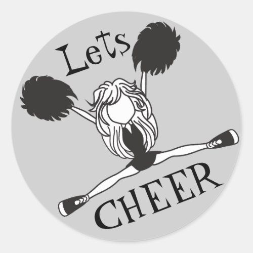 Lets Cheer Black Cheerleader Classic Round Sticker