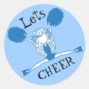 Lets Cheer Blue Cheerleader Classic Round Sticker