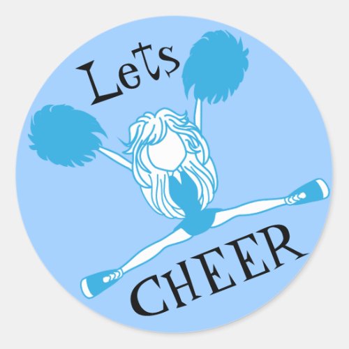 Lets Cheer Blue Cheerleader Classic Round Sticker