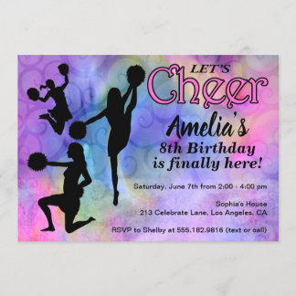 Let's Cheer! - Cheerleader Girls Birthday Party Invitation