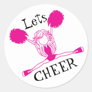 Lets Cheer Pink Cheerleader Classic Round Sticker