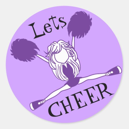 Lets Cheer Purple Cheerleader Classic Round Sticker