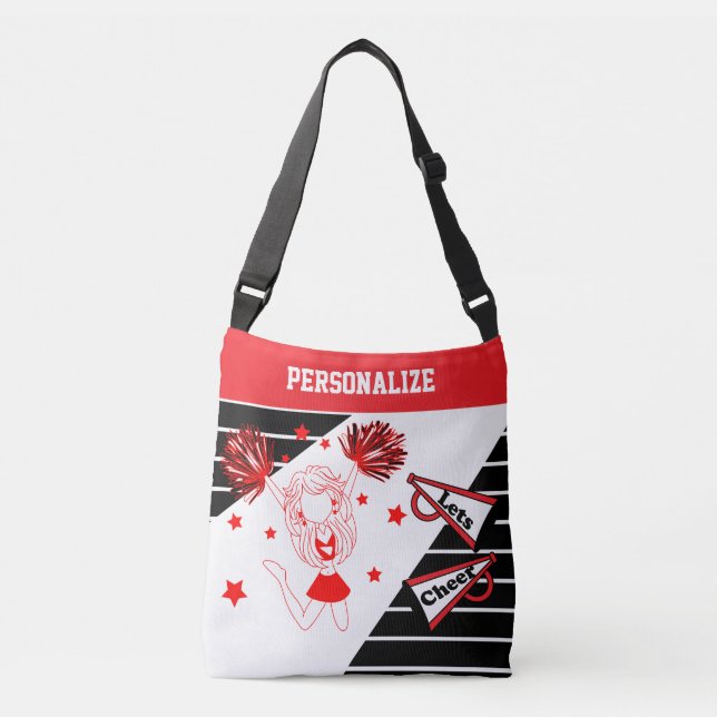 Let's Cheer Red Cheerleader Girl Crossbody Bag (Front)