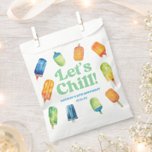 Let's Chill Blue Retro Popsicle Birthday Party Favor Bag
