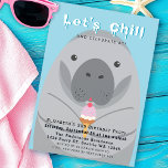 Let's Chill Cute Manatee Kids Birthday Invitation<br><div class="desc">Make a splash with the cutest invites! These kids' birthday party invitations feature an adorable manatee holding an ice cream cone on a light blue background. Perfect for a fun-filled celebration they'll never forget.</div>