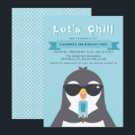 Let's Chill Cute Penguin Kids Birthday Invitation<br><div class="desc">Celebrate your kid's special day Let's Chill Cute Penguin Kids Birthday design. This design features a cute Penguin in sunglasses holding a popsicle. Matching Items in our shop for a complete party theme.</div>