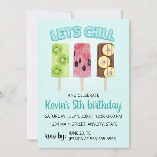 Lets Chill Fruit Bars Birthday Party Invitation