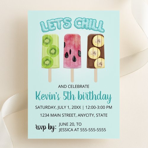 Lets Chill Fruit Bars Birthday Party Invitation