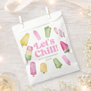 Let's Chill Pink Retro Popsicle Birthday Party Favor Bag