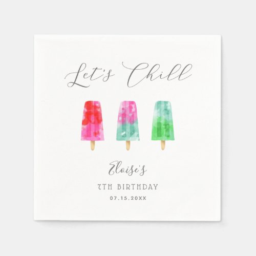 Lets Chill Popsicle Colorful Birthday Party Napkins