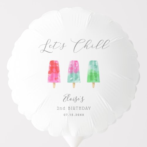 Lets Chill Popsicle Theme Birthday Party Photo Balloon