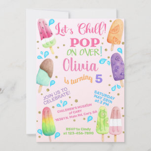 Let's chill popsicles birthday party invitation. invitation