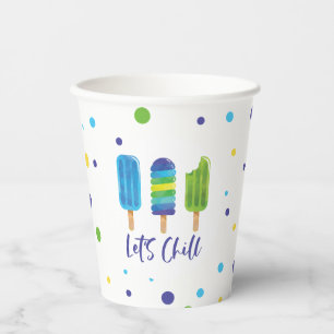 Let's chill Summer Birthday blue green Paper Cups