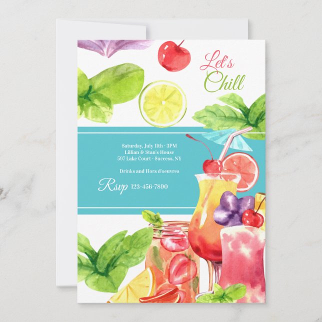 Let's Chill Summertime Invitation (Front)