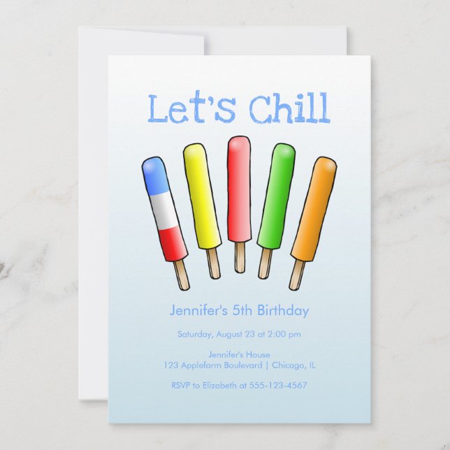 Let's Chill with Colorful Ice Invitation (Front)