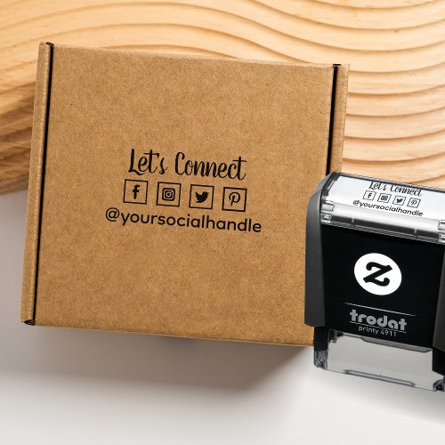 Lets Connect Add Your Social Media Business brand Self_inking Stamp