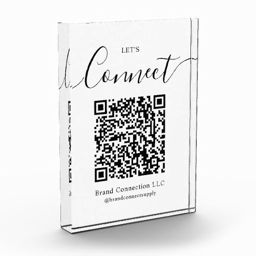 Lets Connect Custom QR Code Business Company Name Photo Block