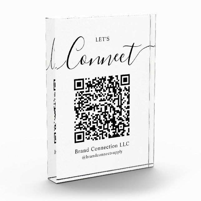 Let's Connect Custom QR Code Business Company Name Photo Block (Left)