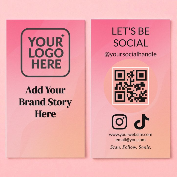 Lets Connect Social Media QR Code Small Business Card