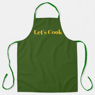 Let's Cook Olive Green Kitchen Craft Chef Apron