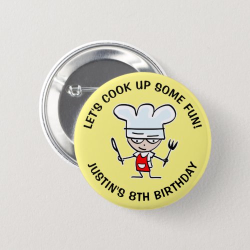 Lets cook up some fun kids cooking Birthday Button