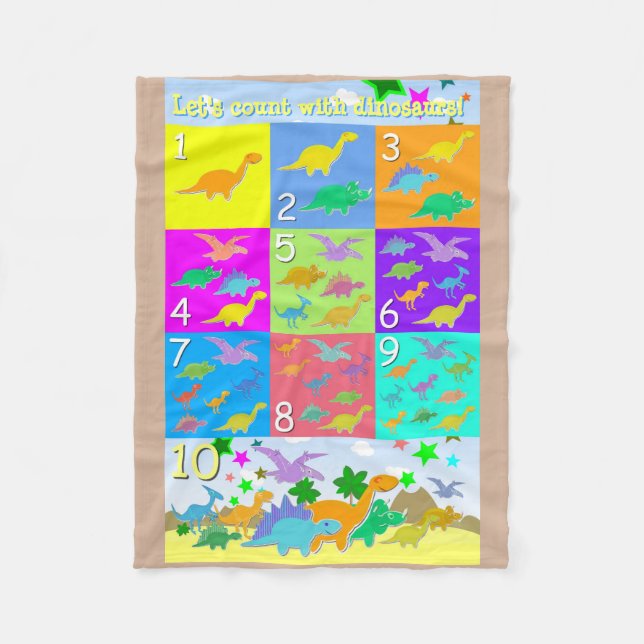 Let's Count Dinosaurs Numbers 1-10 Learn to Count Fleece Blanket (Front)