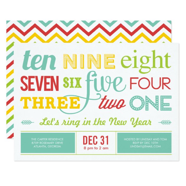 Let's Count Down New Year's Eve Party Invitation