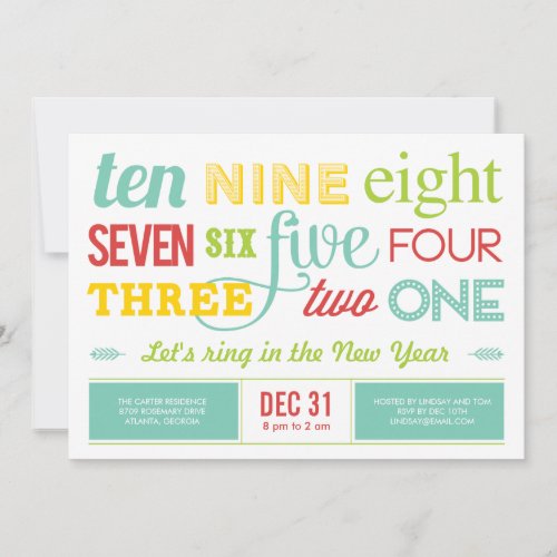 Lets Count Down New Years Eve Party Invitation