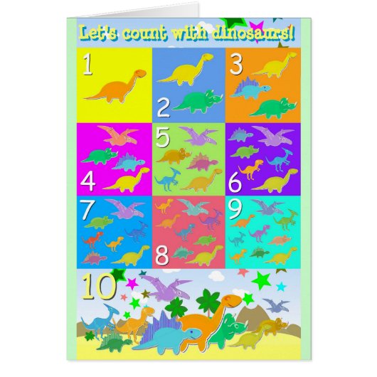 Let's Count With Dinosaurs Numbers 1 - 10 Counting Cards (Front)