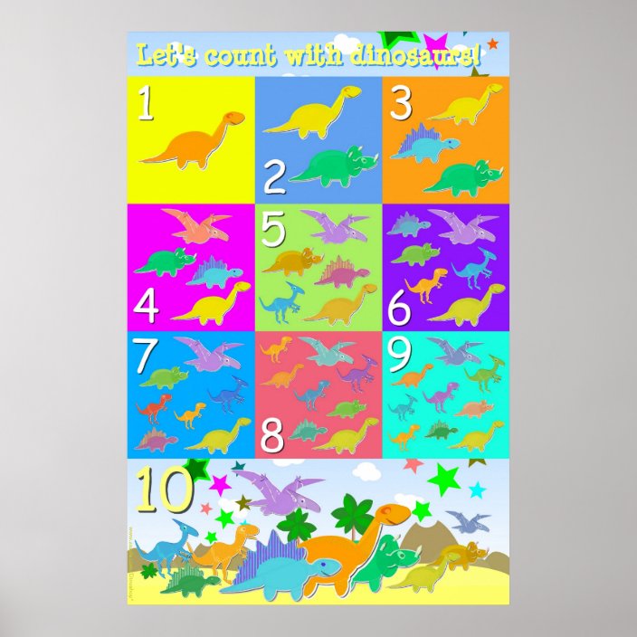 Let S Count With Dinosaurs Numbers 1 10 Counting Poster Zazzle Com