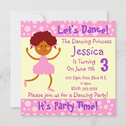 Let's Dance ~ It's Party Time~Kids Birthday Party Personalized Announcements