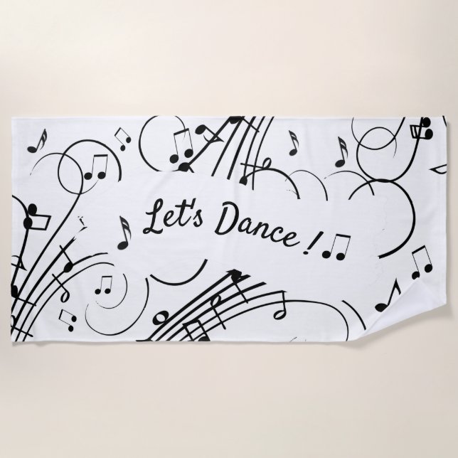 Let's Dance Music Notes Beach Towel (Front)