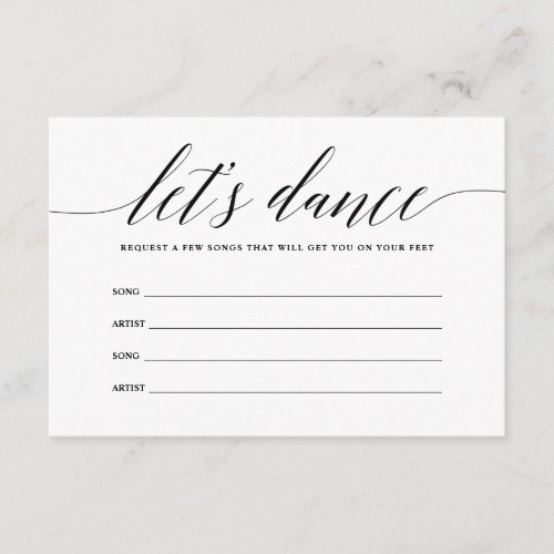 Lets Dance Song Request Card