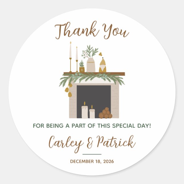 Let's Deck Their Halls Holiday Bridal Shower Favor Classic Round Sticker (Front)