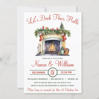 Let's Deck Their Halls, Holiday Bridal Shower Invitation