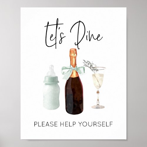 Lets Dine Sign for Baby Shower Green Sip  See