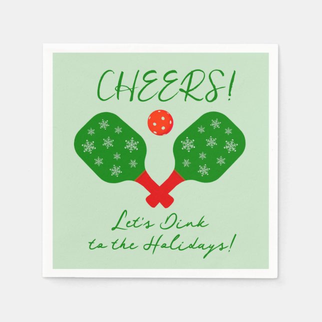 Let's Dink to Holidays Pickleball Cocktail Napkin (Front)