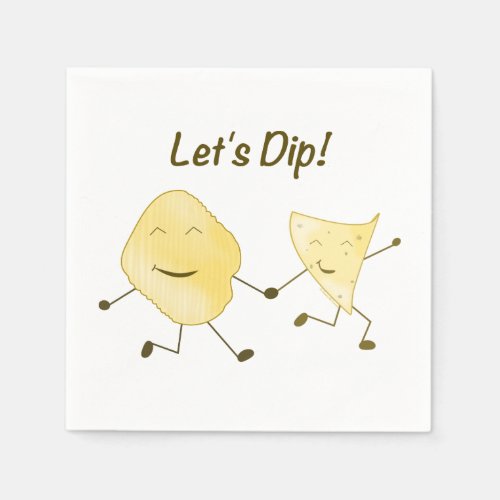 Lets Dip Cartoon Potato  Tortilla Chip Napkins