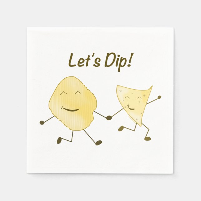 Let's Dip! (Cartoon Potato & Tortilla Chip) Napkins (Front)