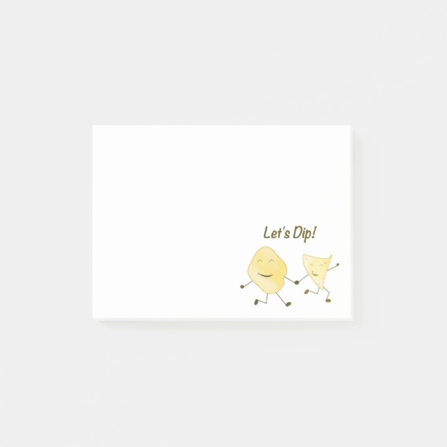 Let's Dip! (Cartoon Potato & Tortilla Chip) Post-it Notes (Front)
